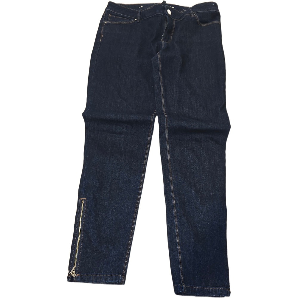 White House Black Market‎ The Skimmer Dark Wash Ankle Zipper Jeans Womens 6